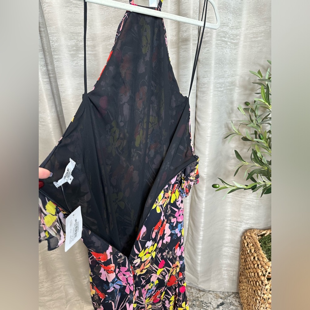 NWT Jason Wu women’s chiffon multicolored floral halter neck ruffled midi dress - Picture 17 of 17